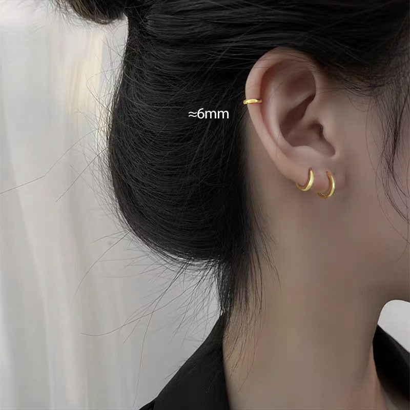 Simple Sier Ear Clip Female Temperament Earrings