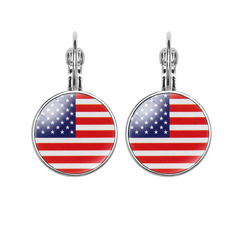 Women's National Flag Pattern Time Stone Eardrops Earrings