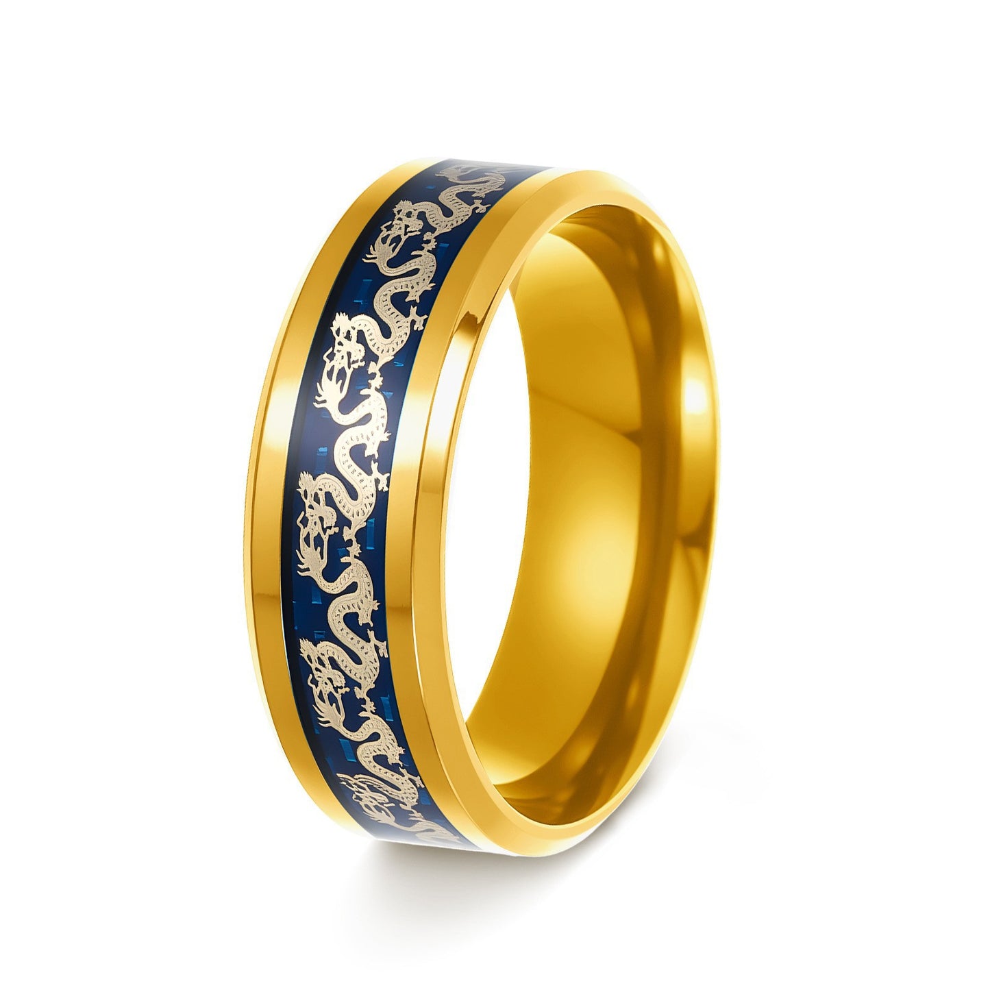 Retro High-grade Double Beveled Blue Bottom Ring