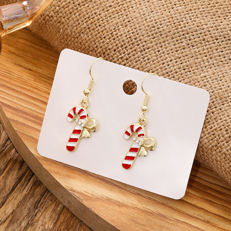 Christmas Santa Claus Snowflake Candy Cane Earrings