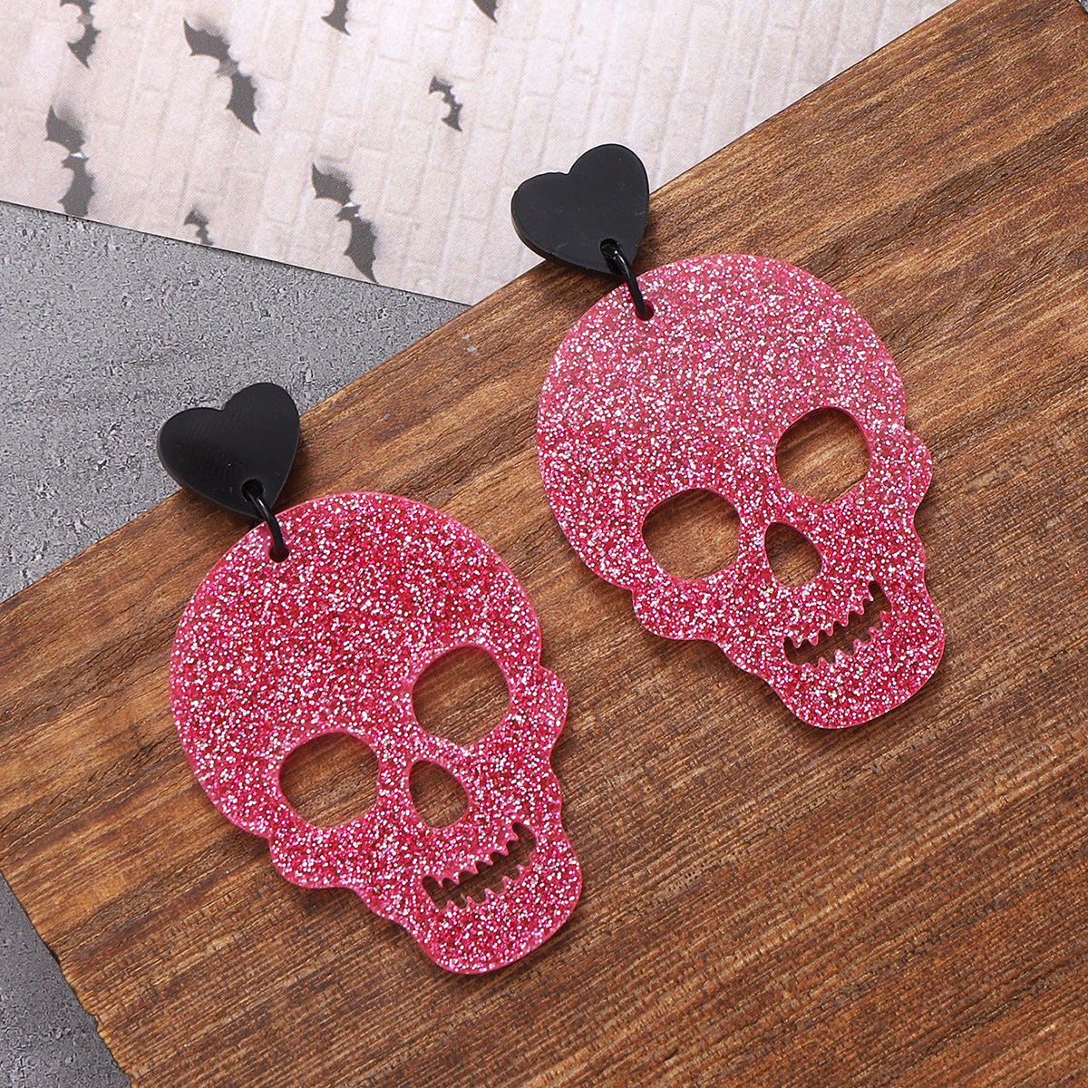 Colorful Skull Stitching Acrylic Exaggerating Personalized Earrings