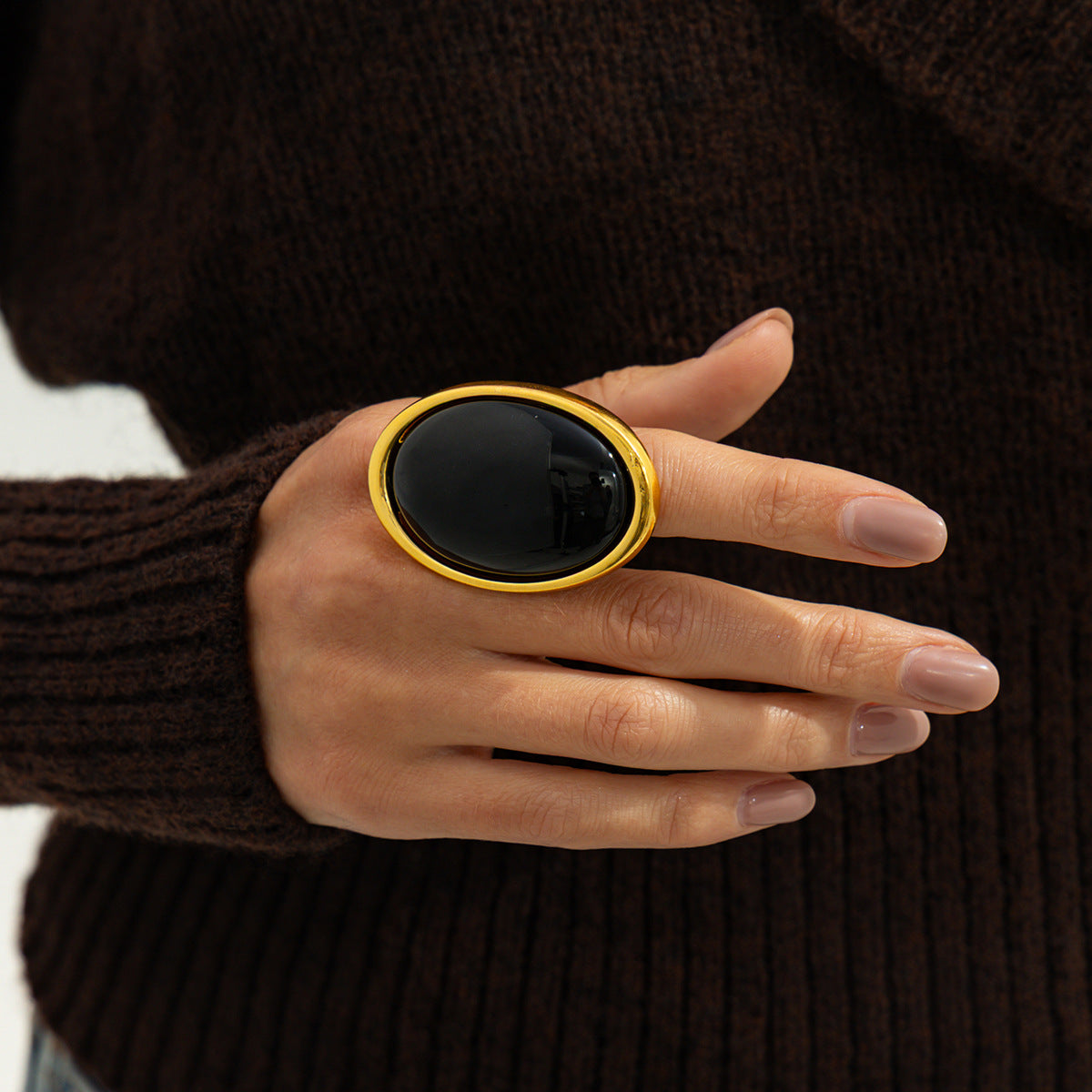 Style Resin Gemstone Niche Retro Geometric Ring