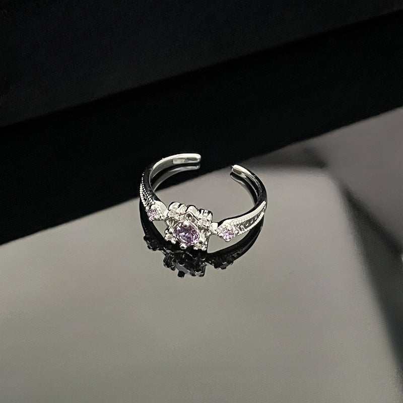 Purple Diamond Zircon High-grade Temperament Open Female Cold Style Rings
