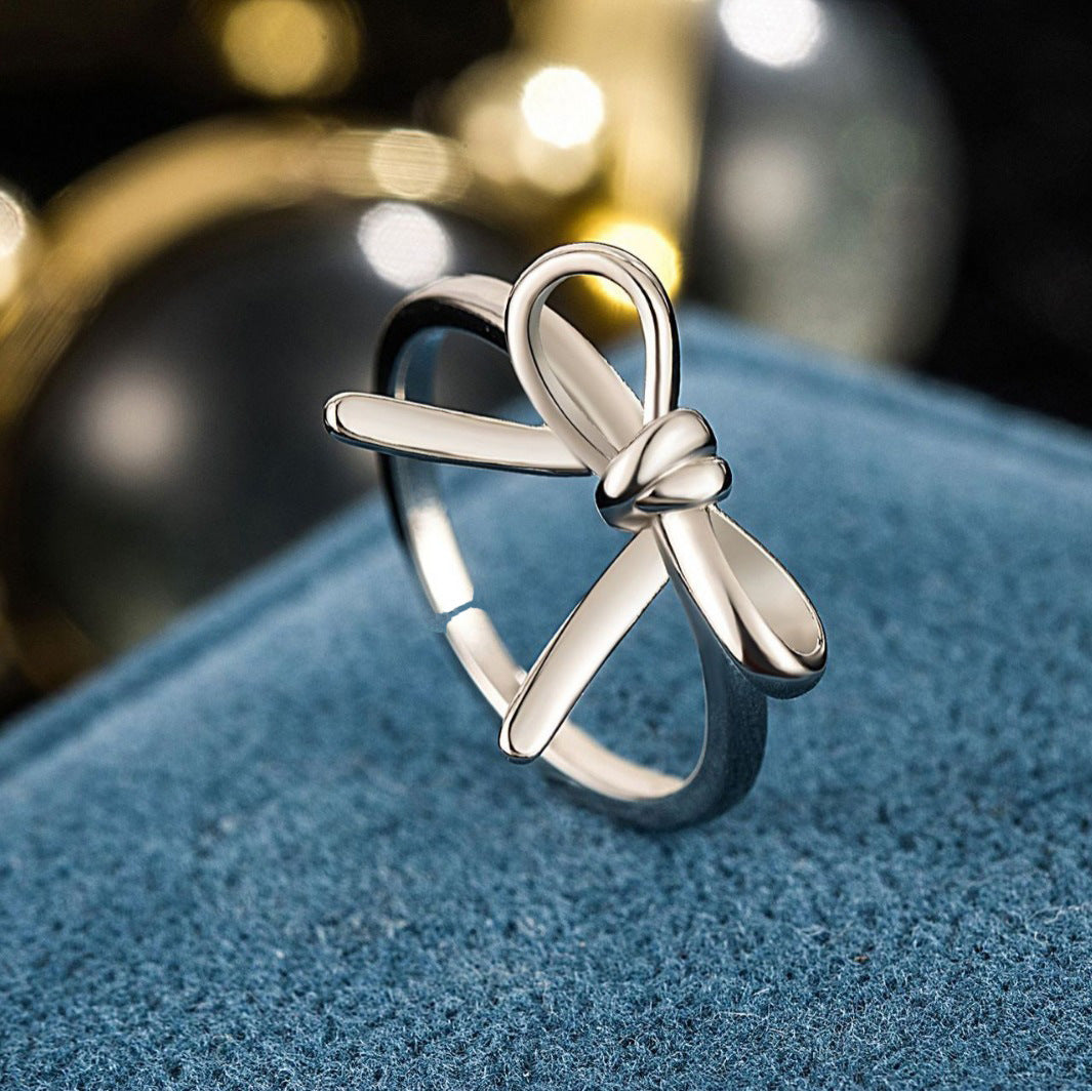 Alloy Geometry Bow Opening Adjustable Ornament Rings