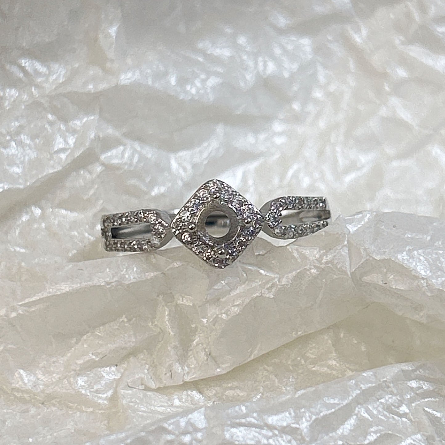 Setting Big Diamond Round Drip Love Open Mouth Inlaid Ring