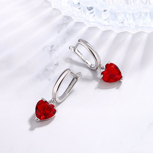 Elegant Heart Zircon Heart-shaped Tassel Long Earrings