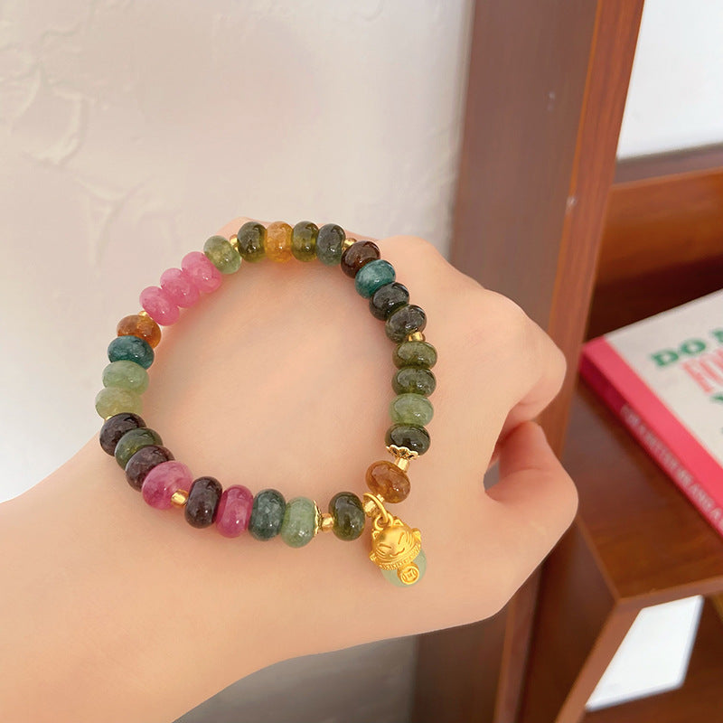 Bead Colorful Jade Fortune Cat Fu Bracelets