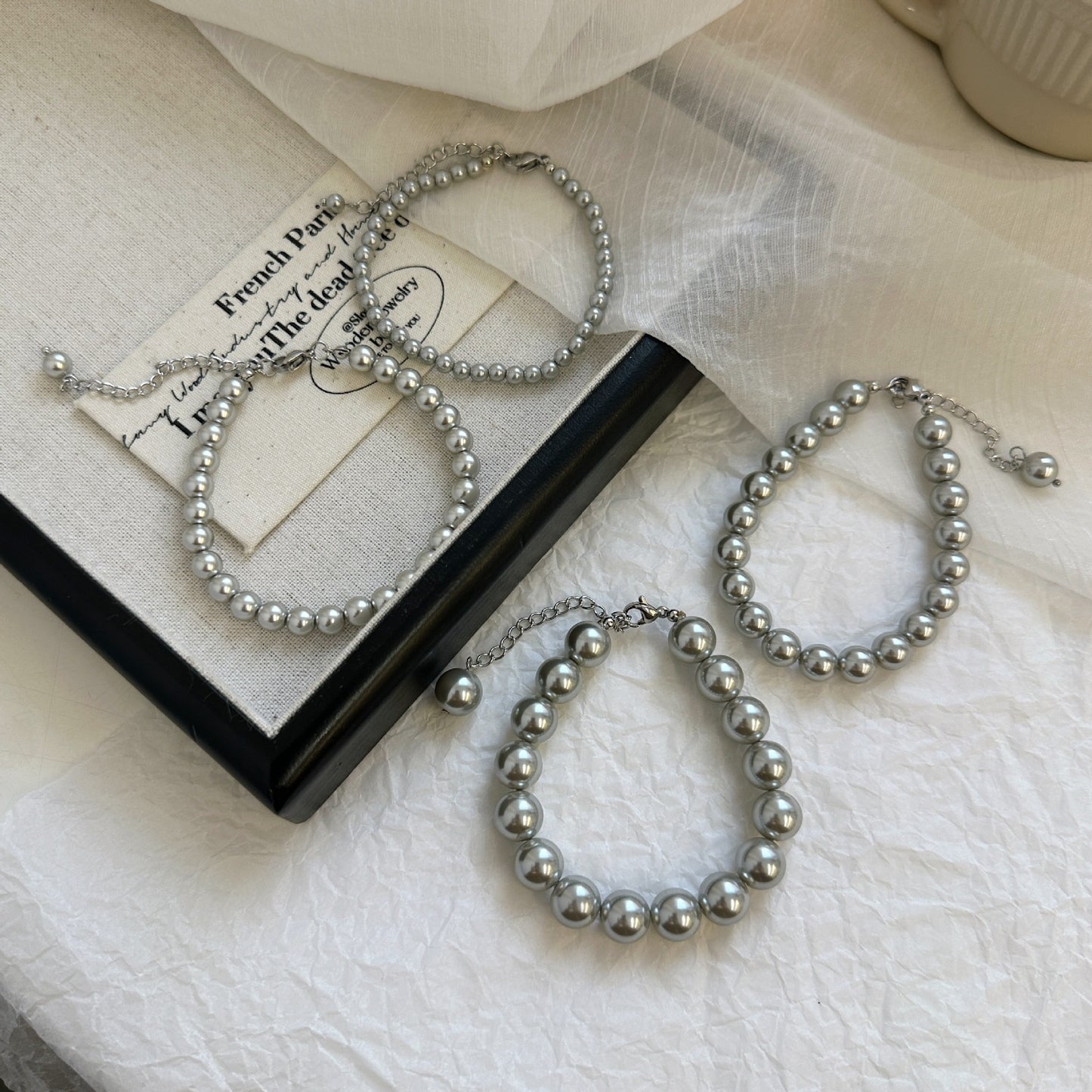 Platinum Sier Gray Beads Design Exquisite Bracelets