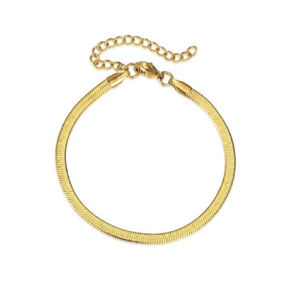 Women's Stainless Steel Snake Flat Chain Simple Gold Bracelets