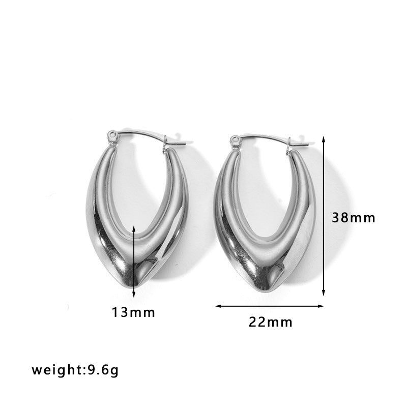 Women's Stainless Steel Light Luxury Gold Electroplated Hollow Earrings