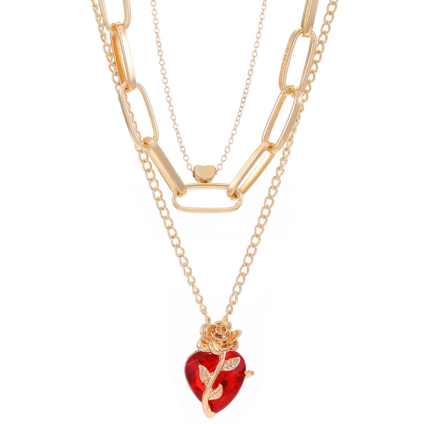 Women's Creative Roses Winding Heart Clavicle Chain Fashion Necklaces