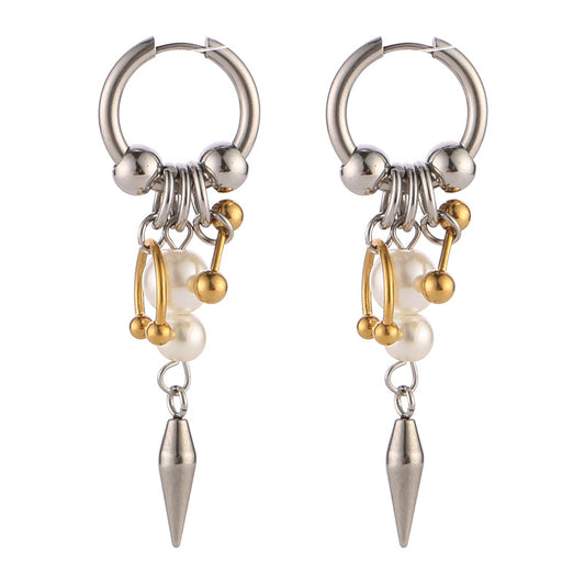 Pearl Tapered Gold Sier Color Niche Earrings