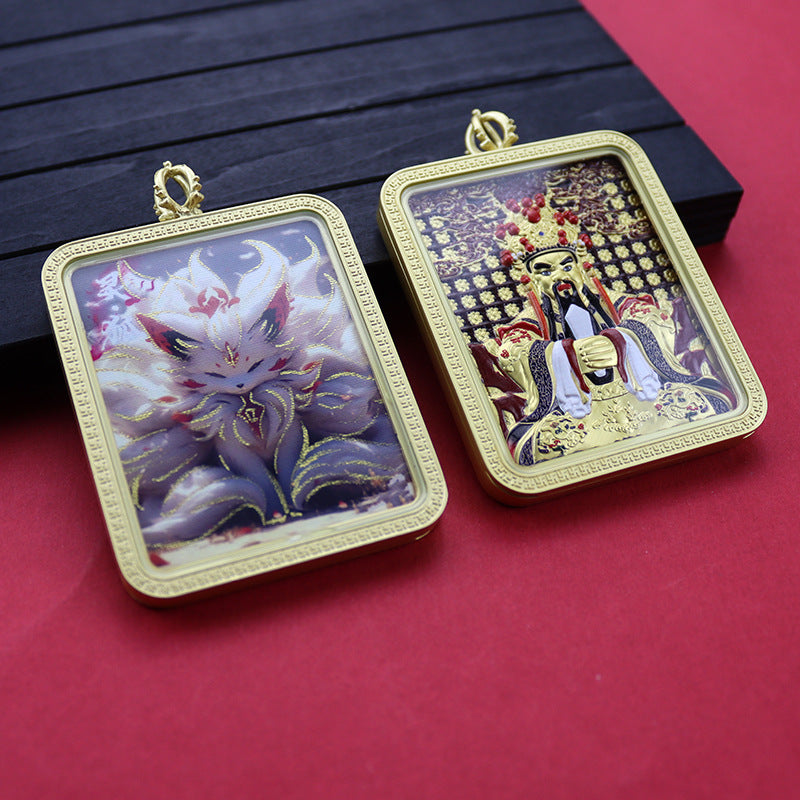 Three-dimensional Five-master Hand Painted Golden Outline Black Gold Pendants