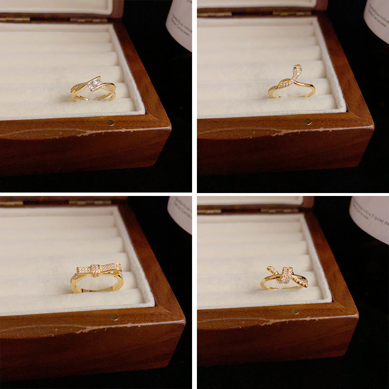 High-grade Open Female Trendy Cold Simple Rings