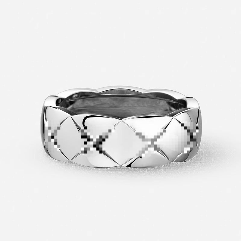 Fashion Plaid Female Rose Platinum Couple Rings