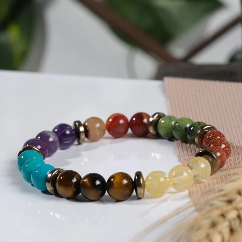 Amethyst Tiger Eye Elastic Rose Stone Agate Bracelets