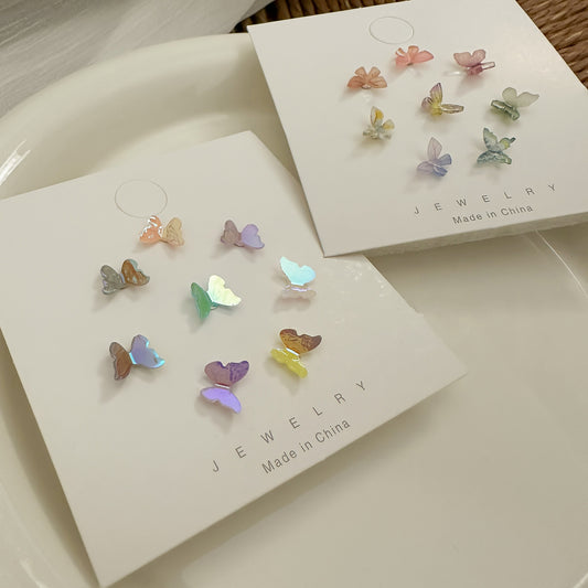 Three-dimensional Butterfly Suit Sier Needle Small Versatile Sweet Earrings
