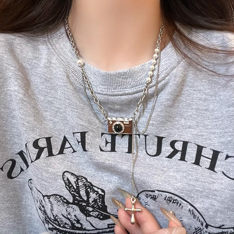 Women's Vintage Brown Camera For Design Personalized Hip Hop Necklaces