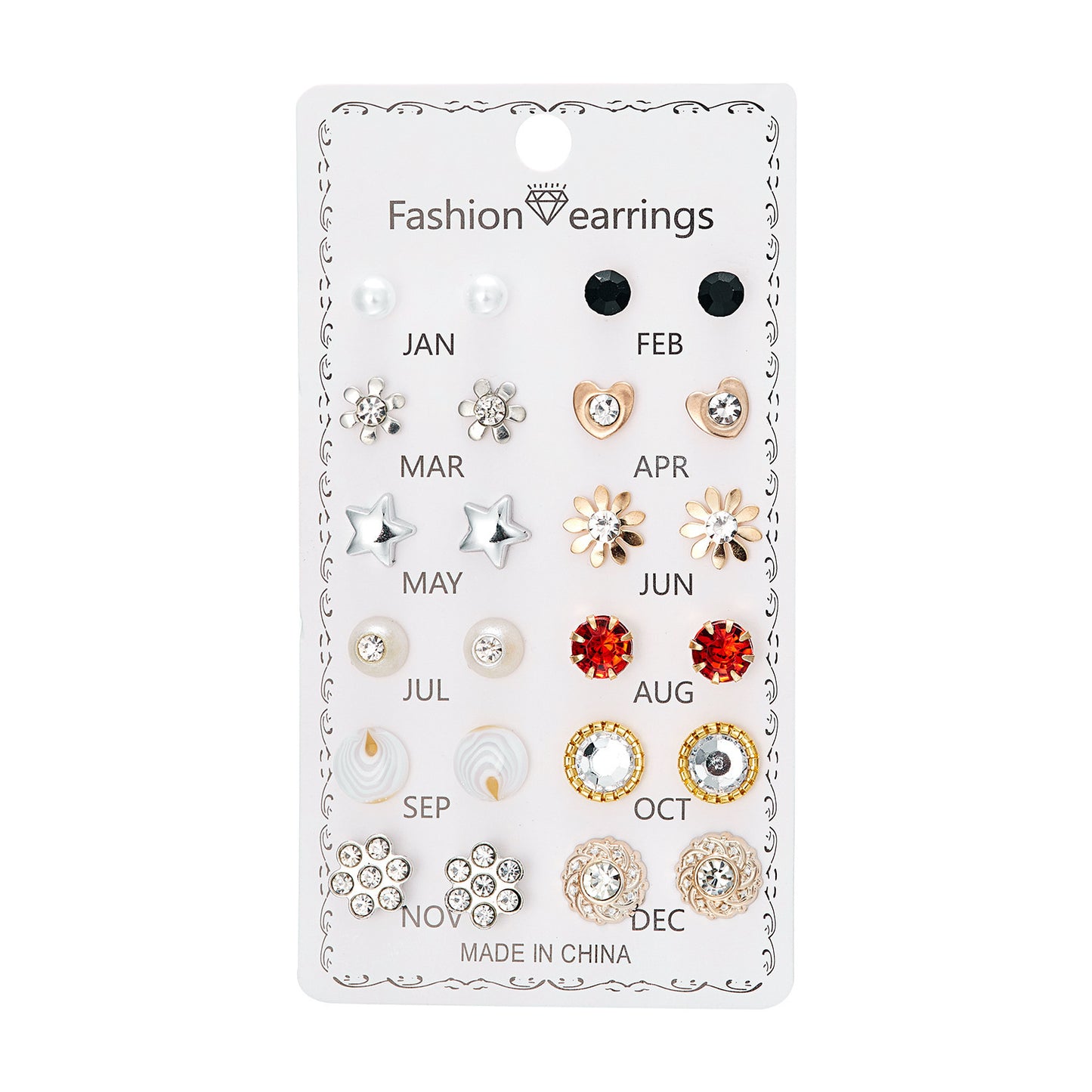 Flower Combination Card Suit Personality Multiple Earrings