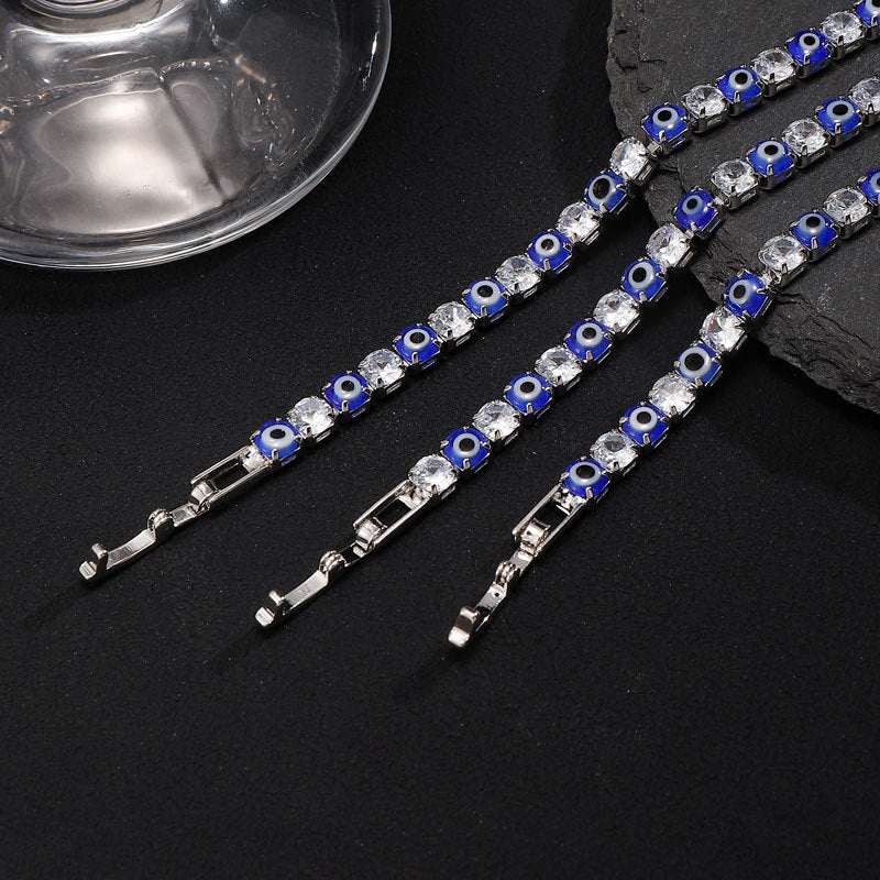 Women's & Men's Wind Devil's Eye Zircon Hip Hop Single Layer Full Bracelets