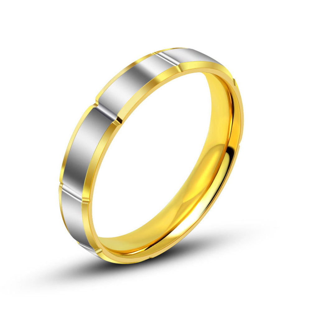 Women's Personalized Gold Simple Titanium Steel Couple Rings