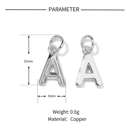 English Letter Female Name Copper Zircon Pendants
