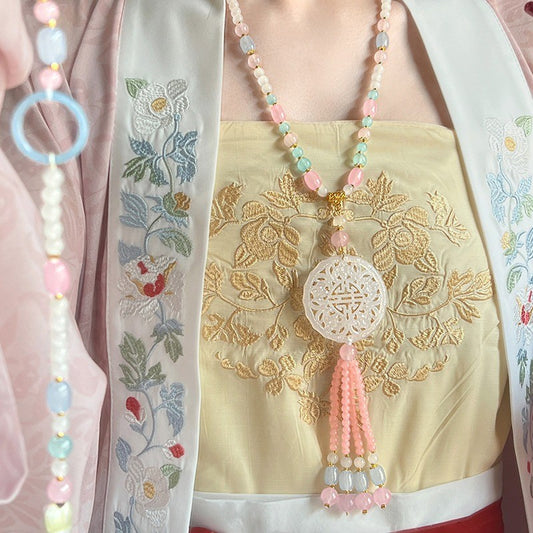 Women's Ancient Style Natural Stone Glaze Long Necklaces