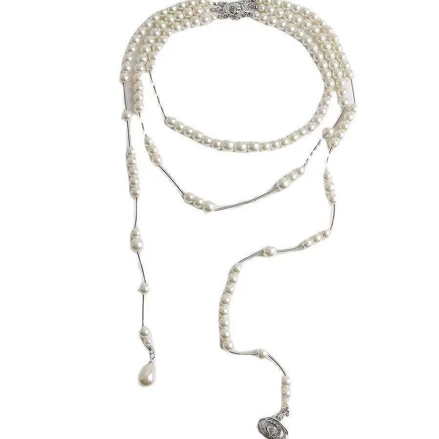 Light Luxury Temperament Pearl Tassel Saturn Necklaces