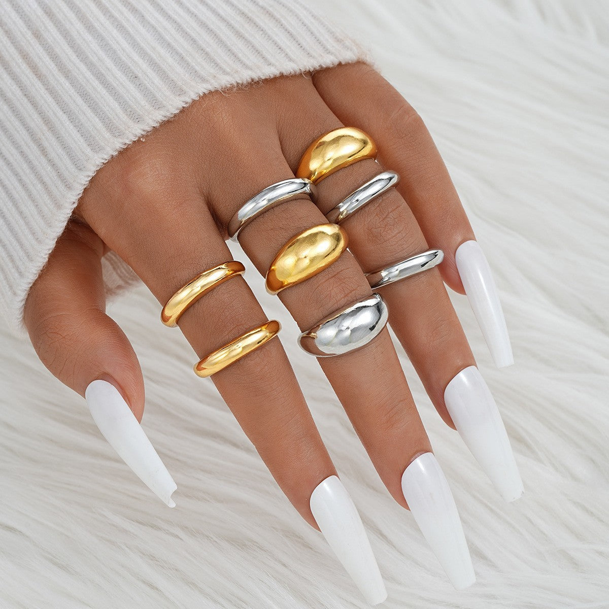 Drop Glossy Suit Piece Set Personality Creative Trend Rings