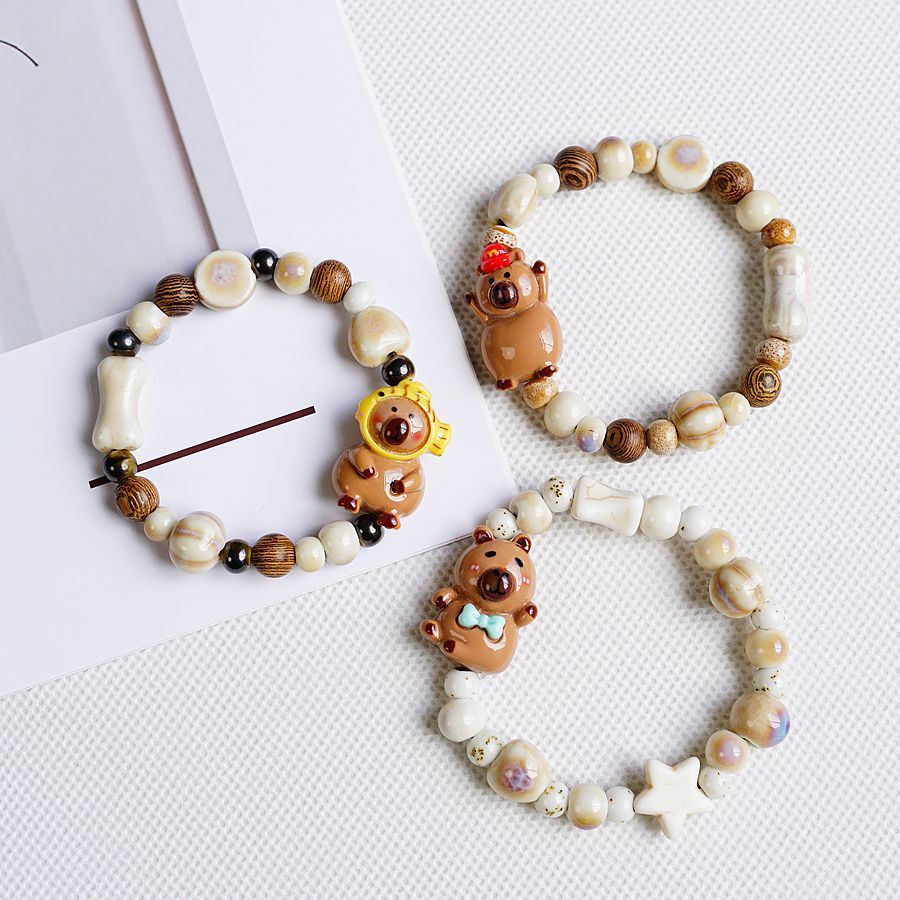 Ceramic Cute Resin Bear Small Animal Bracelets