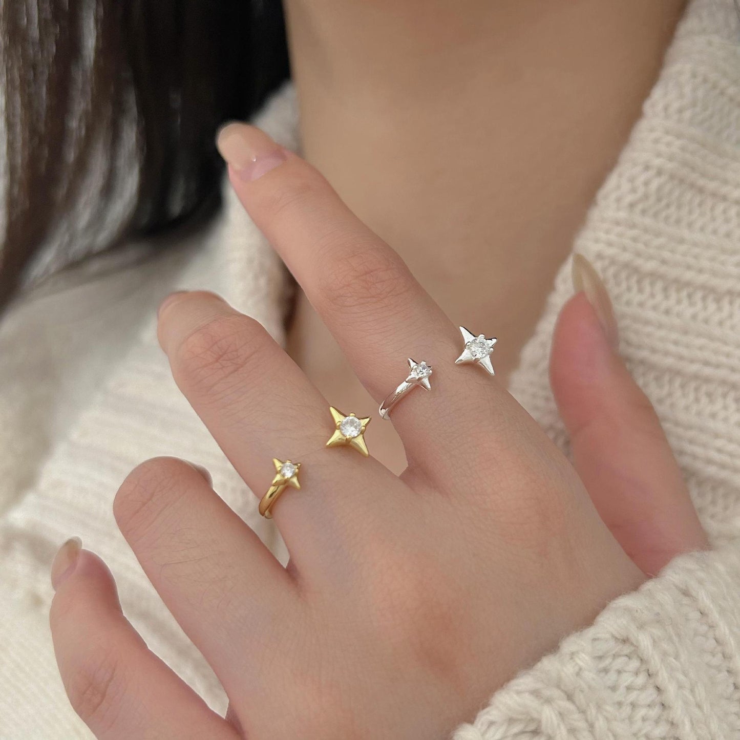 Fan Korean Style Sterling Sier Simple Rings