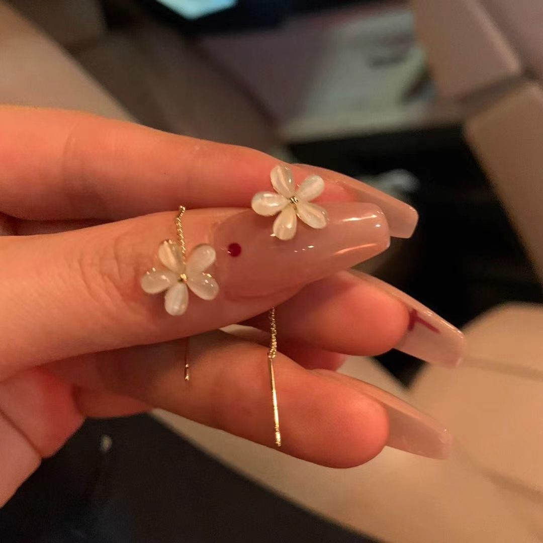 Flowers Tassel High-grade Simple Design Eardrops Earrings