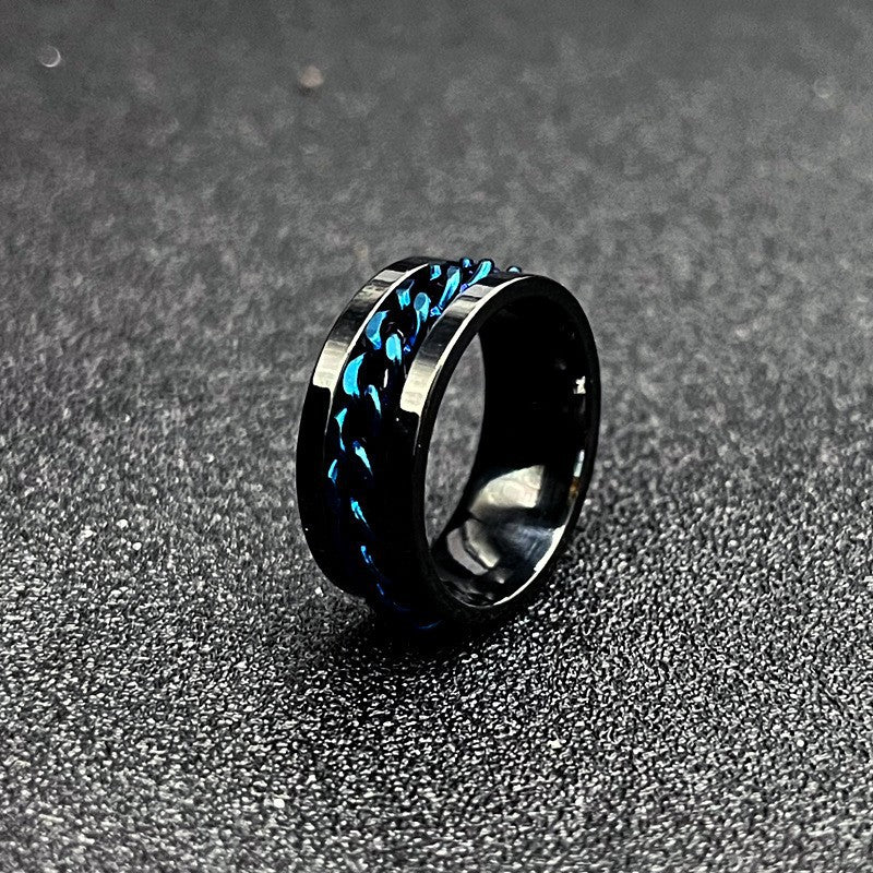 Men's Stainless Steel Trendy Titanium Rotatable Open Rings