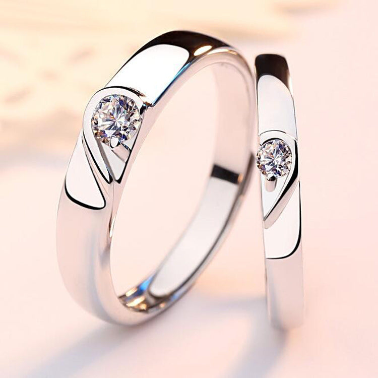 Women's & Men's Couple Fashion Simple Fight Loving Heart With Rings