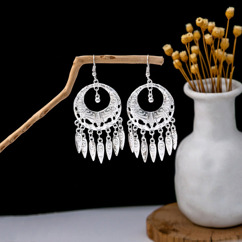 Imitation Miao Sier Ethnic Style Peacock Earrings