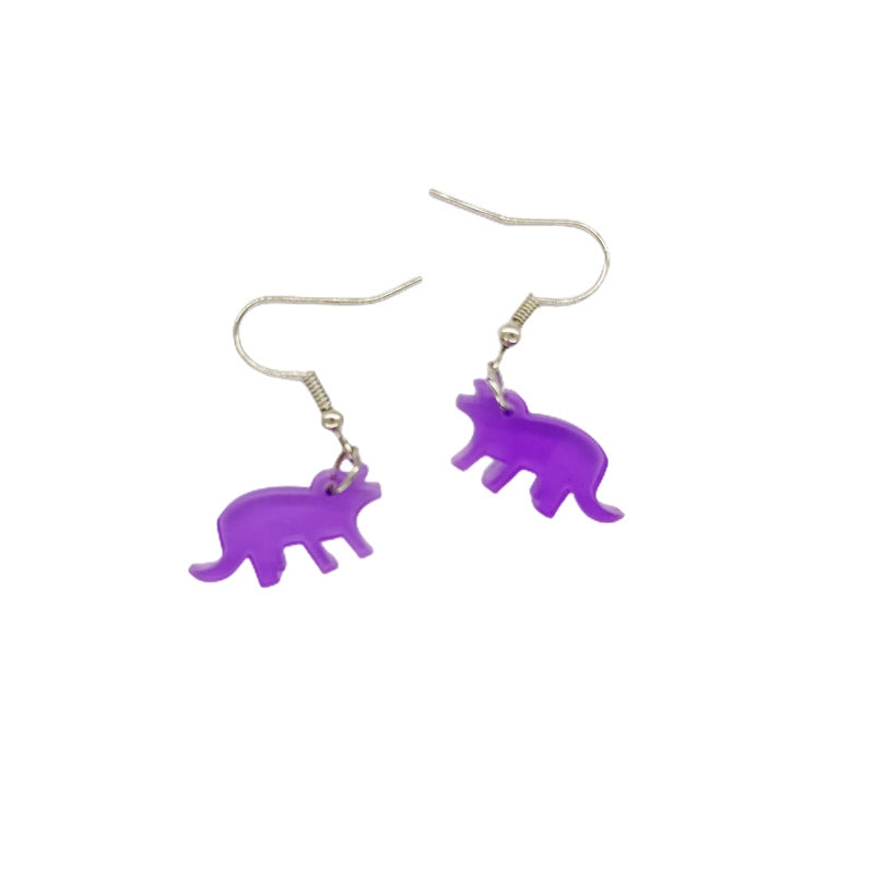 Cute Cartoon Colorful Tyrannosaurus Rex Small Earrings