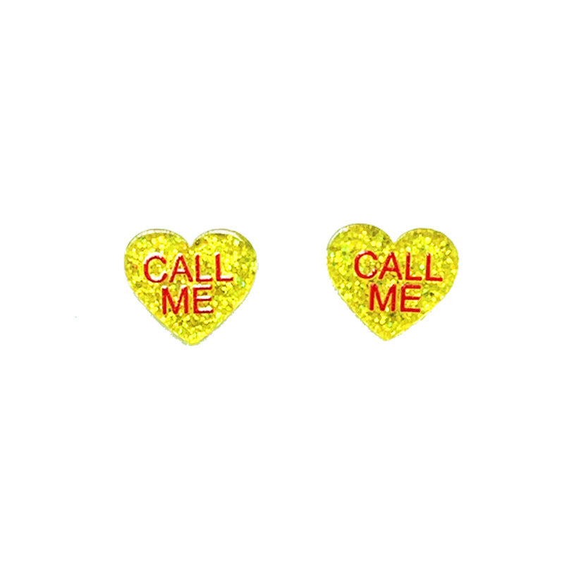 Candy Love Heart Text Cute Girlfriend Earrings