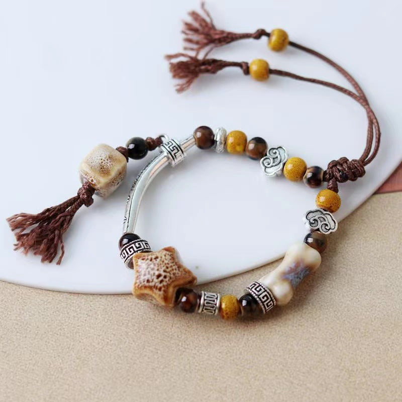 Style Bamboo Beaded Antique Cold High-grade Sense Design Bracelets