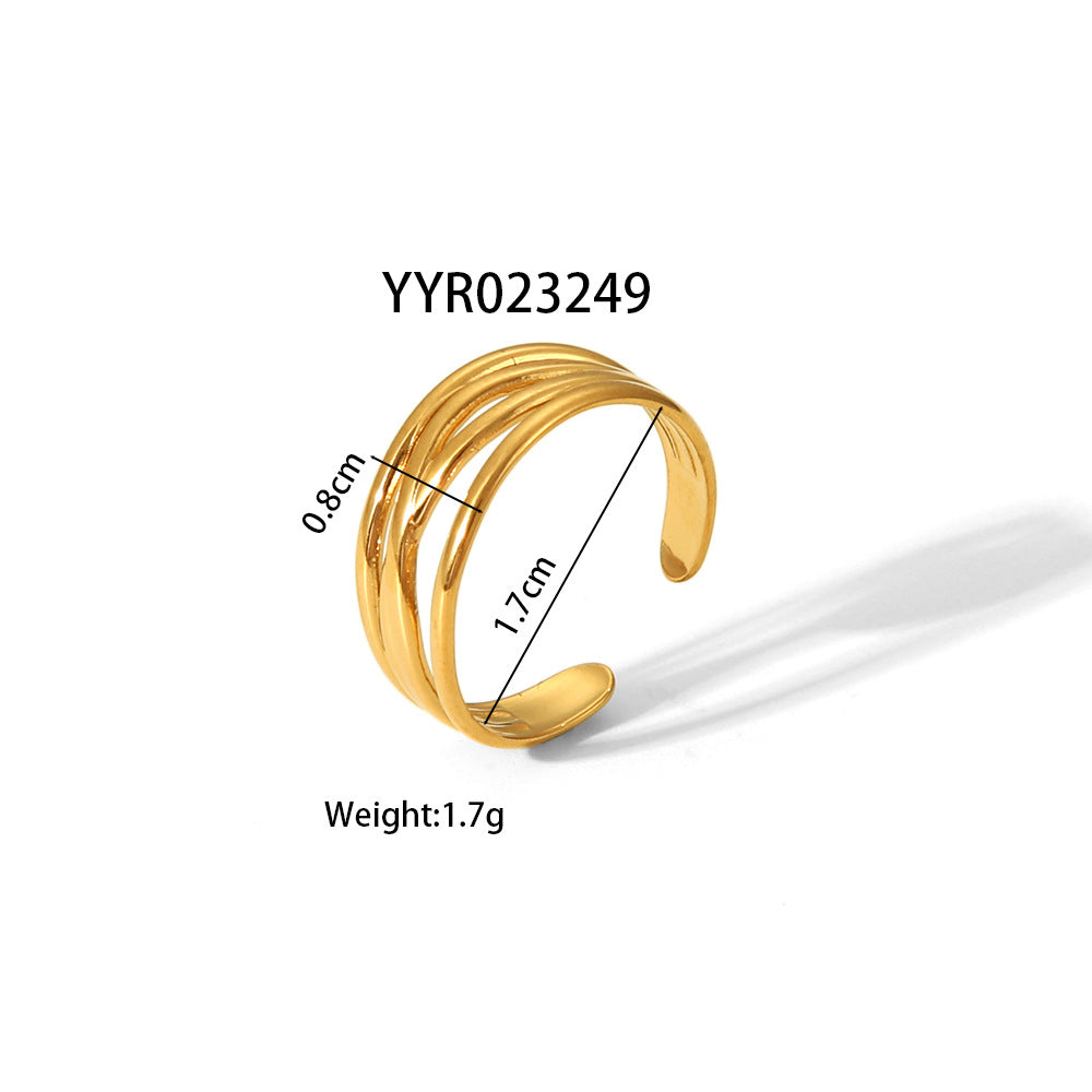 Personalized Golden Trendy Line High Profile Fashion Rings