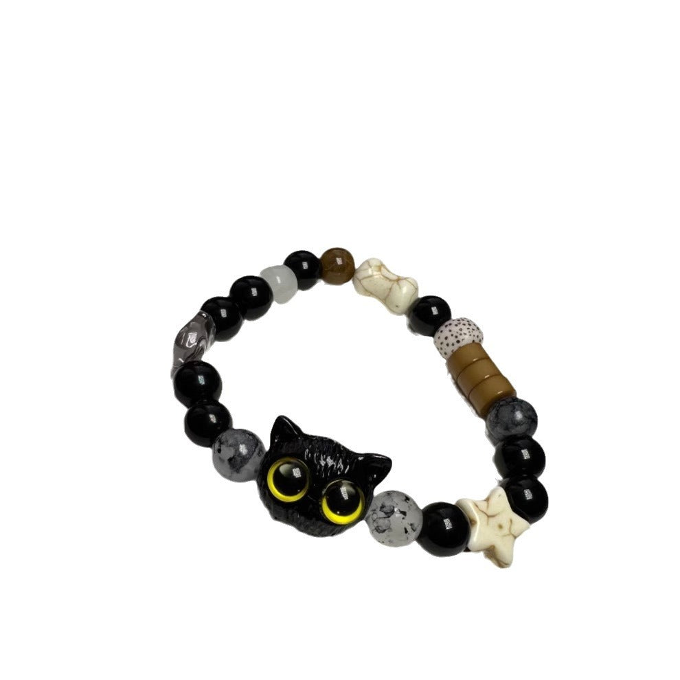 Cheese Black Sesame Kitty Cat White Bracelets