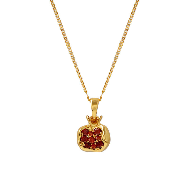 Pomegranate Niche Design Gold-plated Zircon Vintage Necklaces