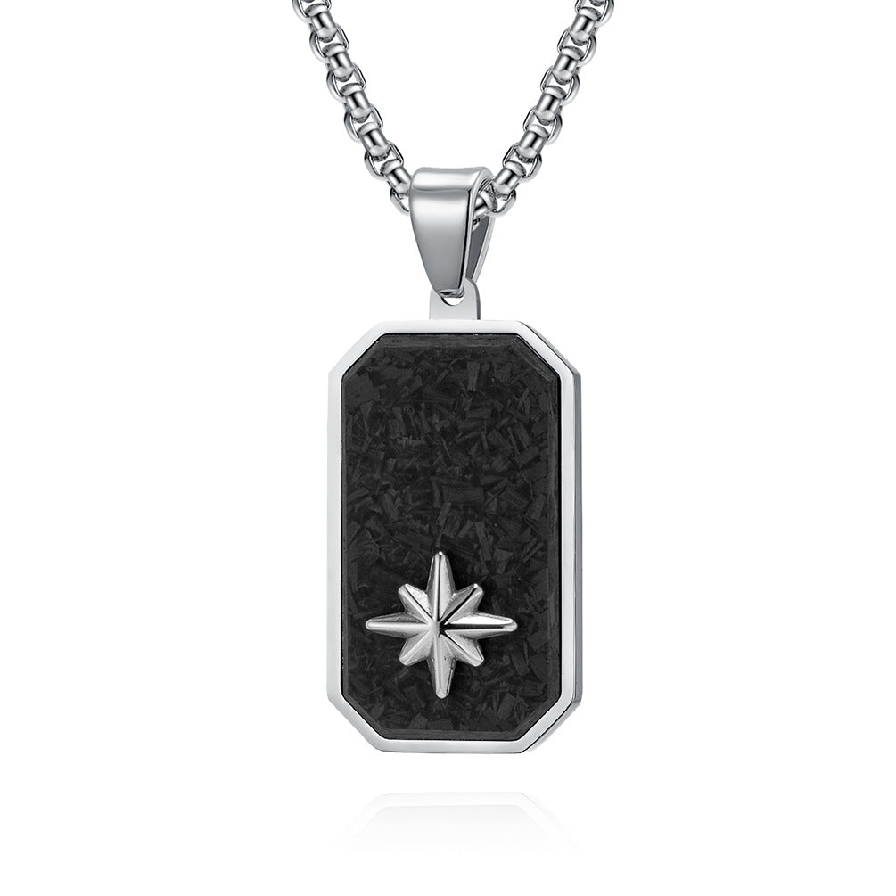Men's Forged Marbled Carbon Fiber Dog Tag Pendants