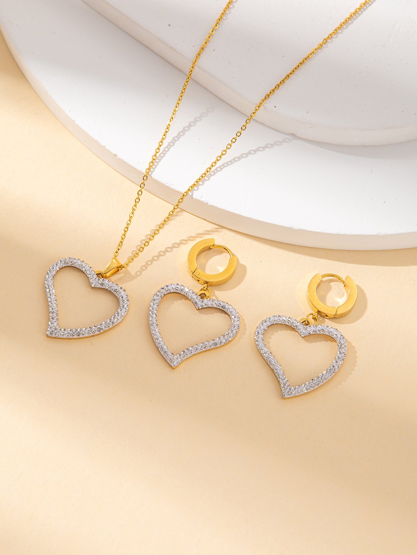 Women's Female With Hearts Zircon Light Luxury Design Earrings