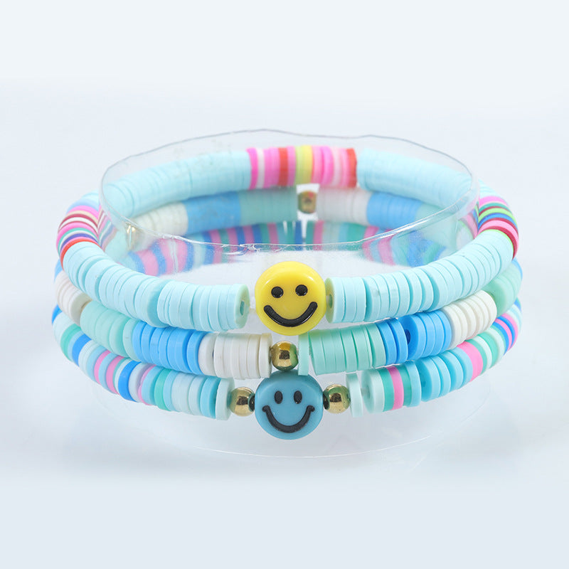 Polymer Clay Suit Pink Smiley Face Bracelets