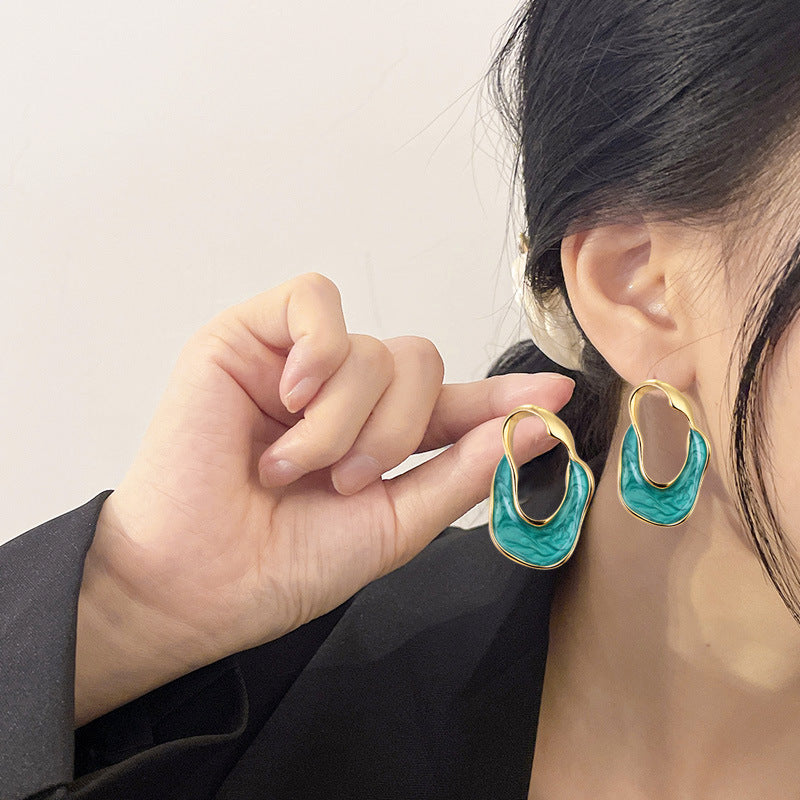 Irregular Dripping Oil Eardrop Elegant High-grade Light Earrings
