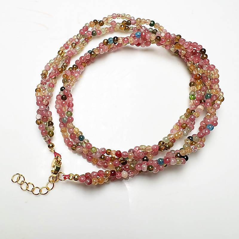 Red Garnet Tourmaline Clavicle Chain Woman Stone Necklace