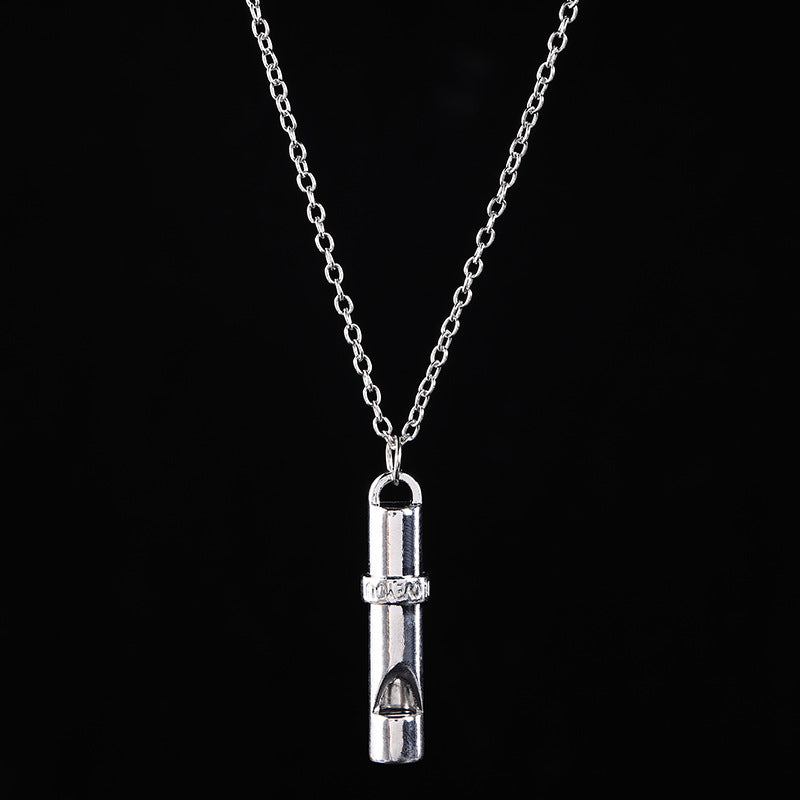 Women's & Men's Simple Alloy Hip Hop Sword Sheath Blade Metal Whistle Necklaces