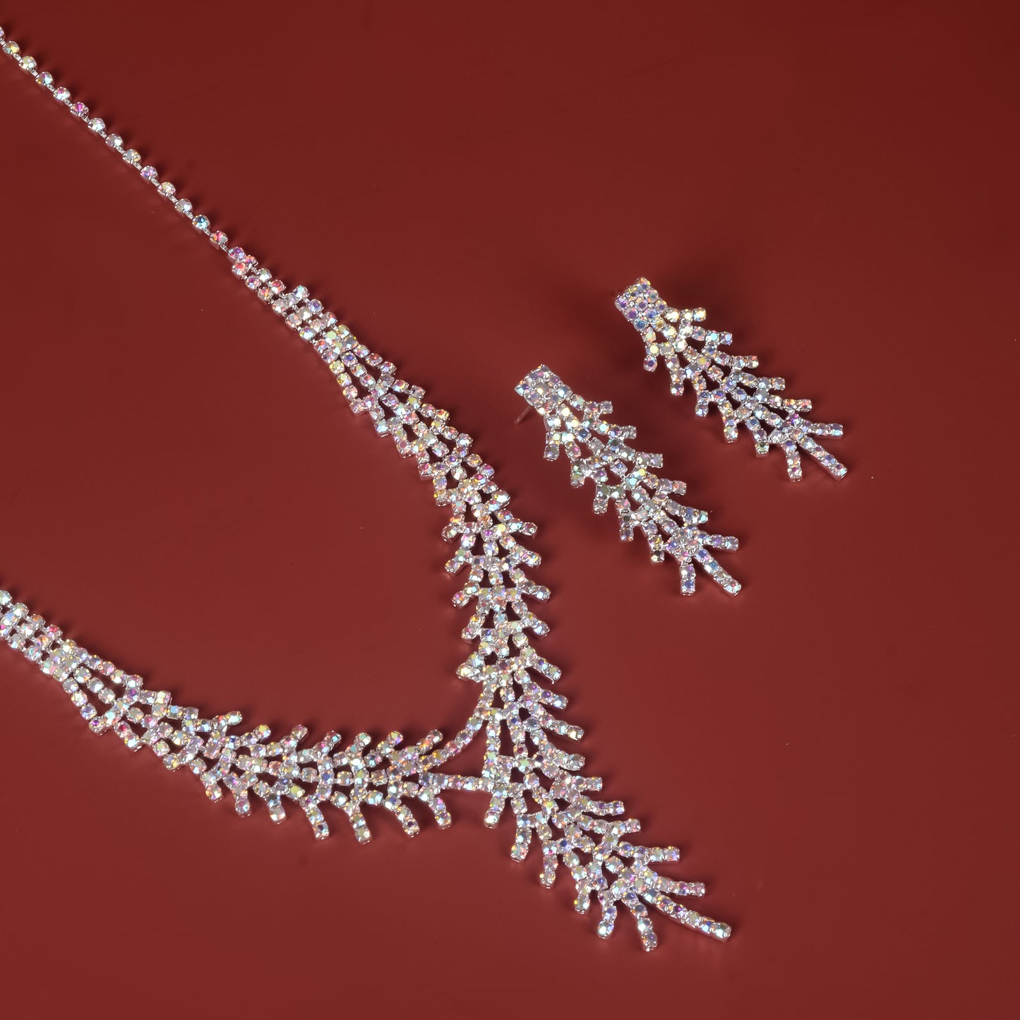 Women's Rhinestone Feather Suit Fashion Wedding Jewelry Set