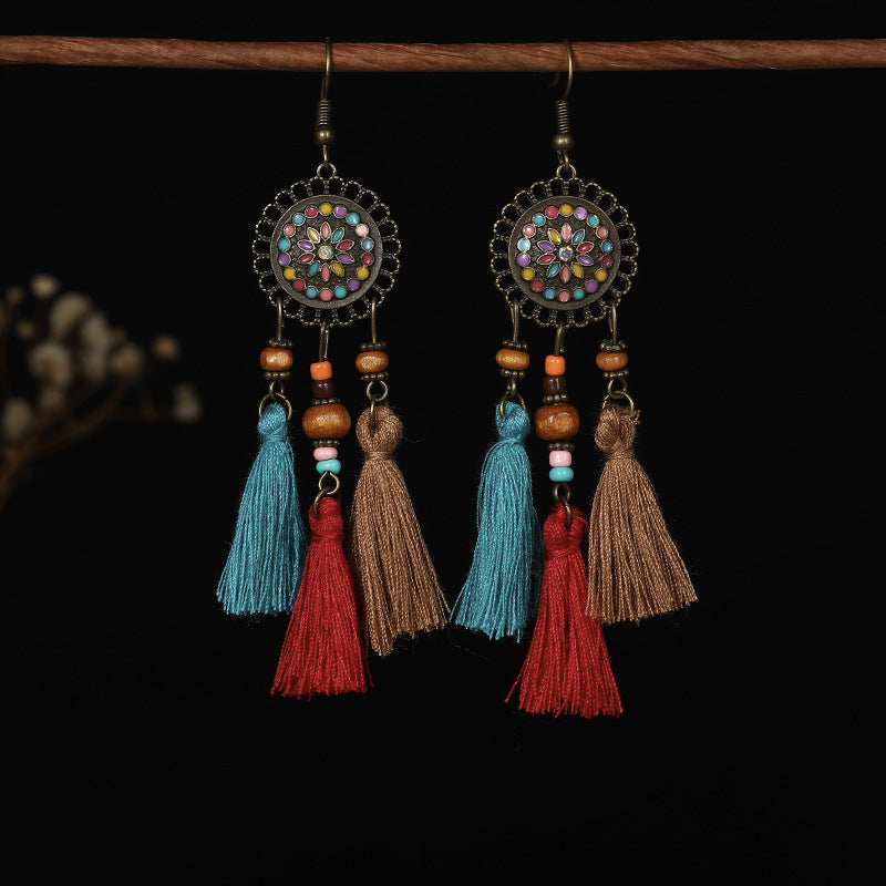 Tribe Ethnic Style Long Fringe Holiday Trip Earrings