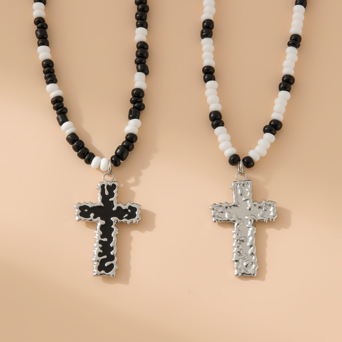 Women's & Men's Steel Cross Shelf Beads Stringed Simple Necklaces